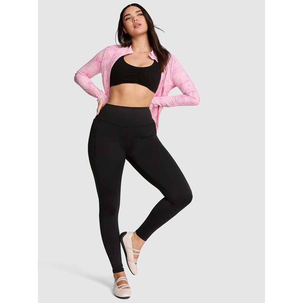 Victoria’s Secret Pink Relay Logo High Rise Leggings Black Size Large Reg